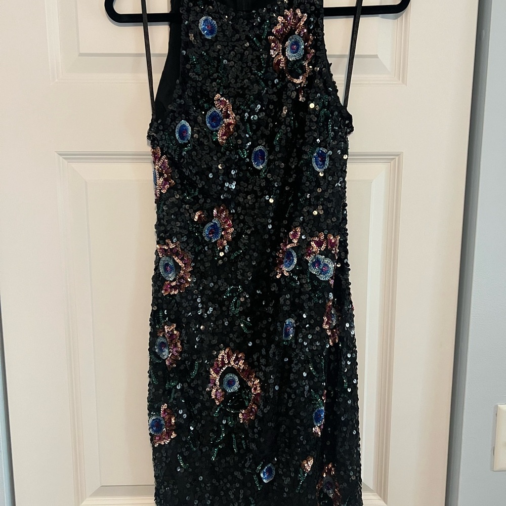 French Connection Sequin Dress with Colorful Embellishments